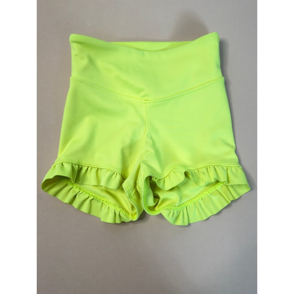 TigerFriday Filly Bootie Shorts Citrus Neon Yellow Ruffle Child Medium CM